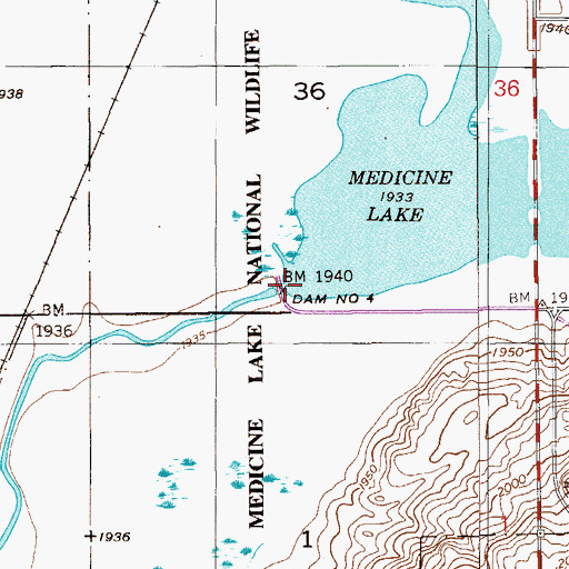 Topographic Map of Dam Number 4, MT