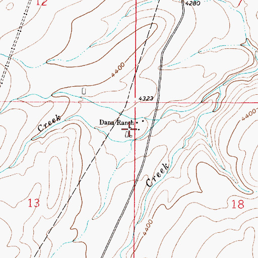 Topographic Map of Dana Ranch, MT