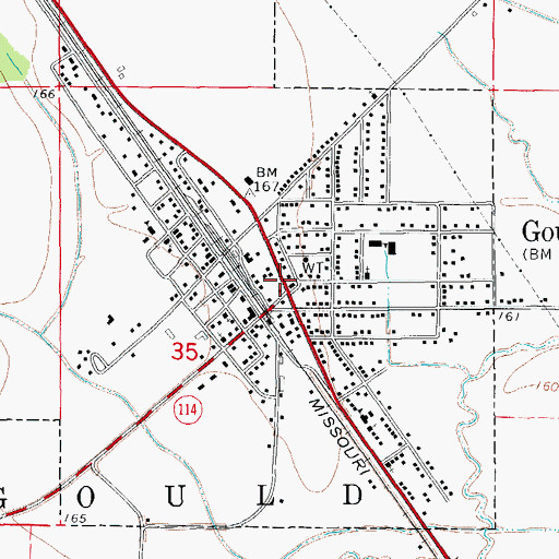 Topographic Map of Gould, AR