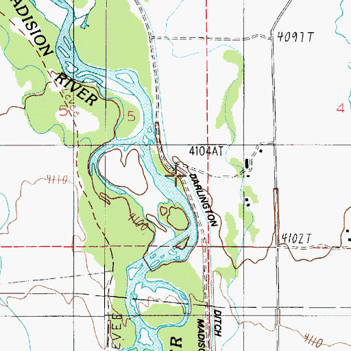 Topographic Map of Darlington Ditch, MT