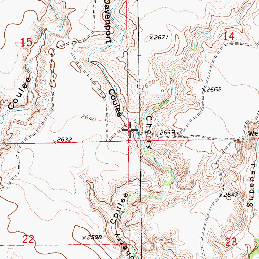 Topographic Map of Davenport Coulee, MT