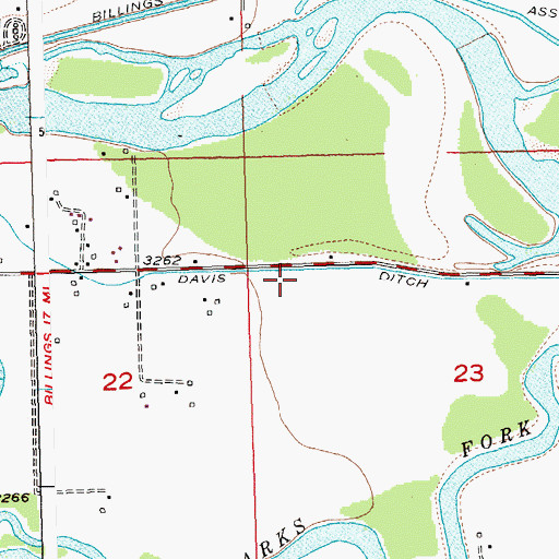 Topographic Map of Davis Ditch, MT