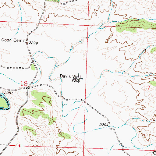 Topographic Map of Davis Well, MT