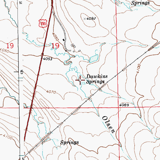 Topographic Map of Dawkins Springs, MT