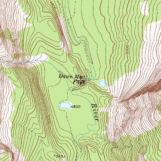 Topographic Map of Dawn Mist Falls, MT