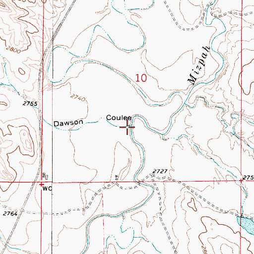 Topographic Map of Dawson Coulee, MT