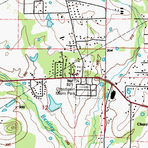 Topographic Map of Graham Chapel Methodist Church, AR