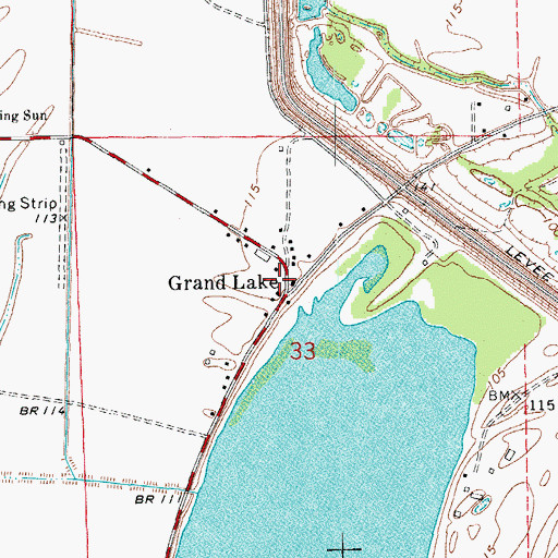 Topographic Map of Grand Lake, AR