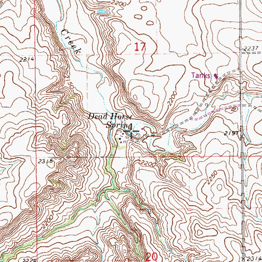 Topographic Map of Dead Horse Spring, MT