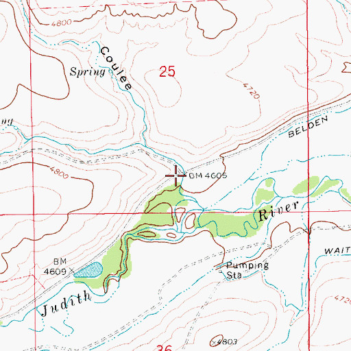 Topographic Map of Deadman Coulee, MT