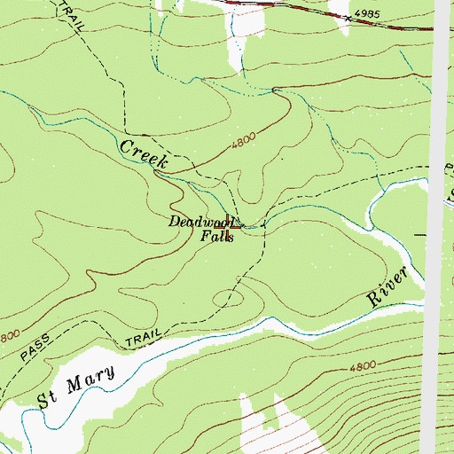 Topographic Map of Deadwood Falls, MT