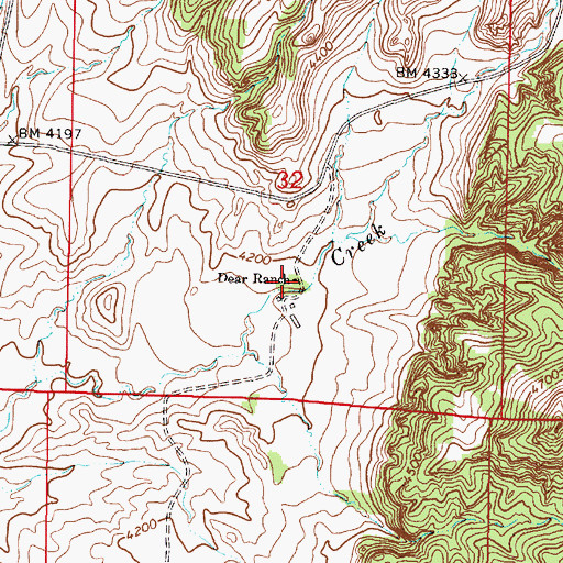 Topographic Map of Dear Ranch, MT