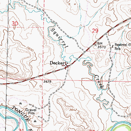 Topographic Map of Decker, MT