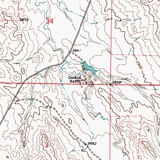 Topographic Map of Decker Ranch, MT