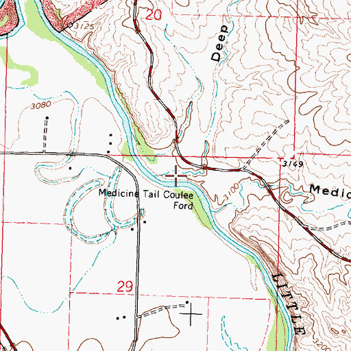 Topographic Map of Deep Coulee, MT