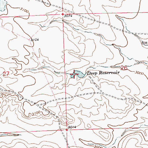 Topographic Map of Deep Reservoir, MT