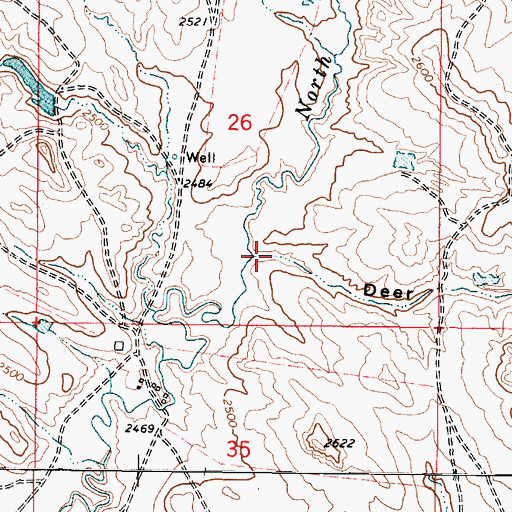 Topographic Map of Deer Coulee, MT