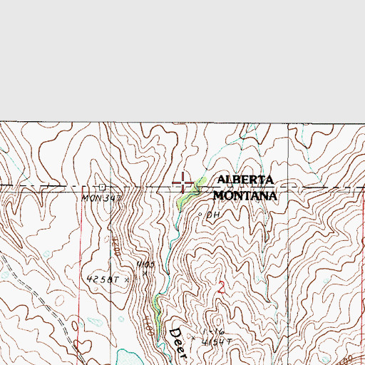 Topographic Map of Deer Creek, MT