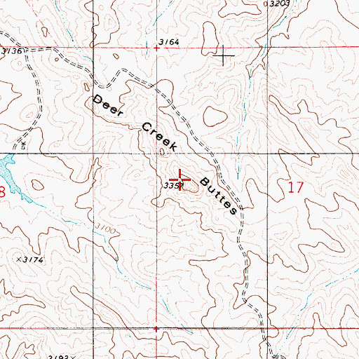 Topographic Map of Deer Creek Buttes, MT