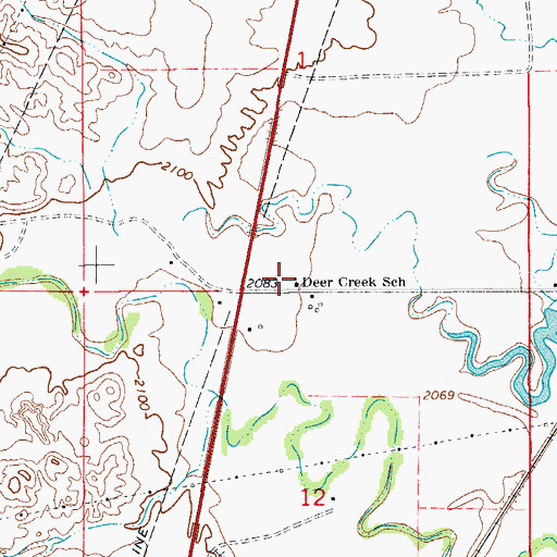 Topographic Map of Deer Creek School, MT