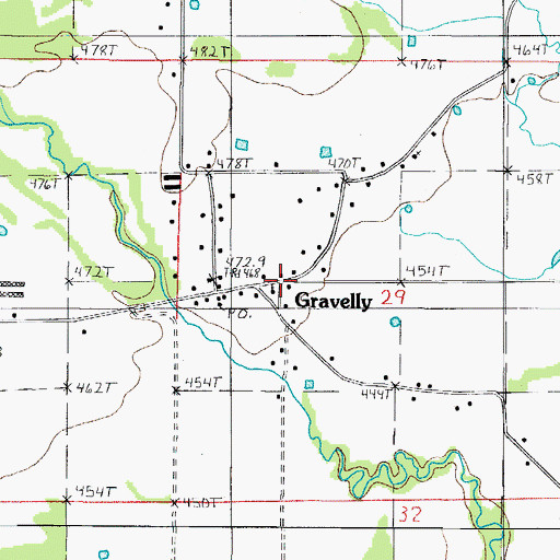 Topographic Map of Gravelly, AR