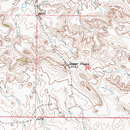Topographic Map of Deer Pass, MT