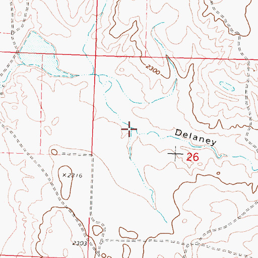 Topographic Map of Delaney Coulee, MT