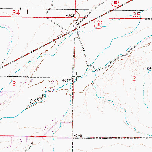 Topographic Map of Delmoe Ditch, MT