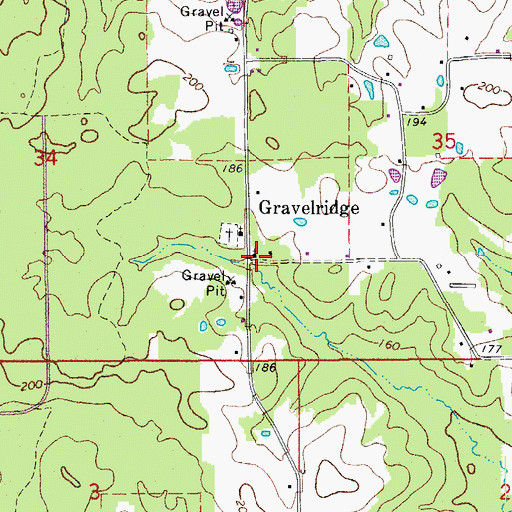 Topographic Map of Gravelridge, AR