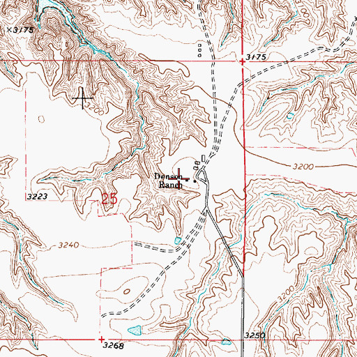 Topographic Map of Denson Ranch, MT