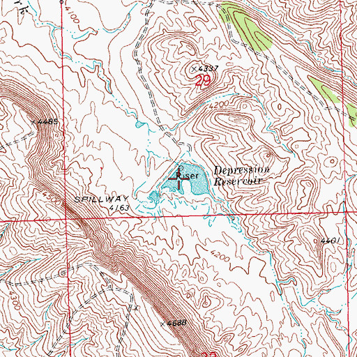 Topographic Map of Depression Reservoir, MT