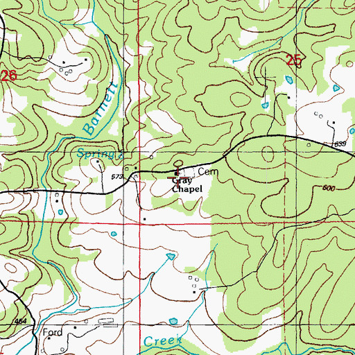 Topographic Map of Gray Chapel, AR