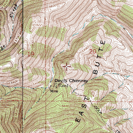 Topographic Map of Devils Chimney, MT