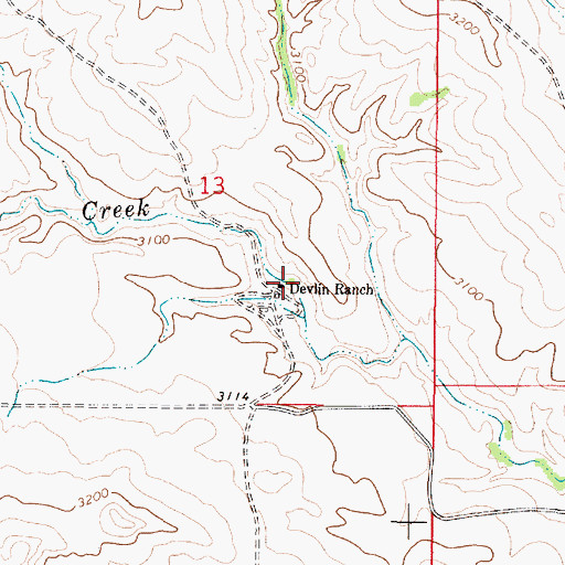 Topographic Map of Devlin Ranch, MT
