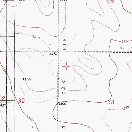 Topographic Map of Devon Gas Field, MT