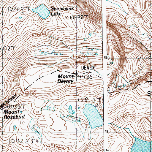 Topographic Map of Mount Dewey, MT