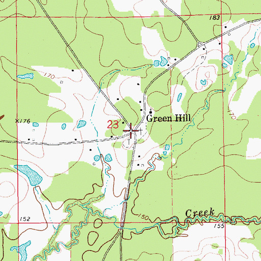 Topographic Map of Green Hill, AR