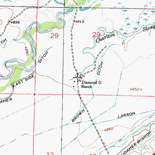 Topographic Map of Diamond O Ranch, MT