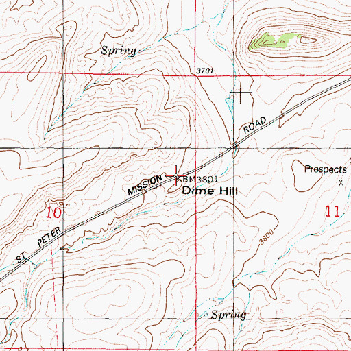 Topographic Map of Dime Hill, MT