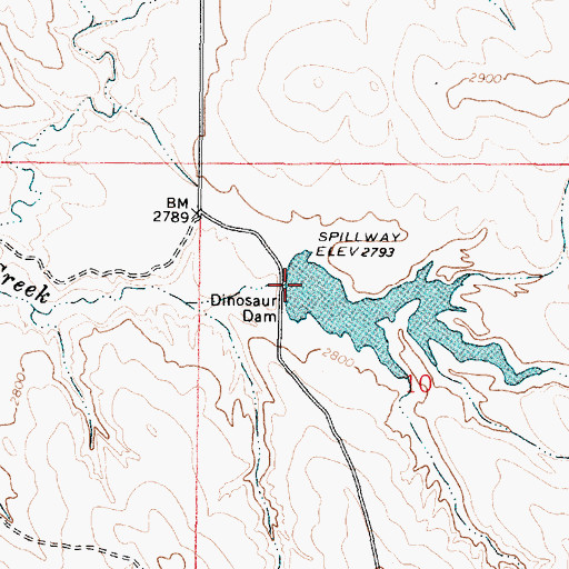 Topographic Map of Dinosaur Dam, MT