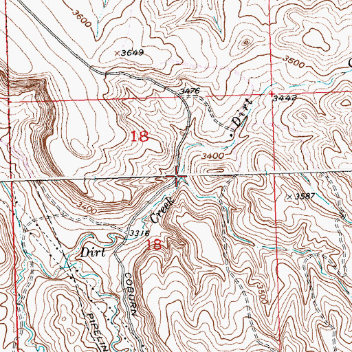 Topographic Map of Dirt Creek, MT