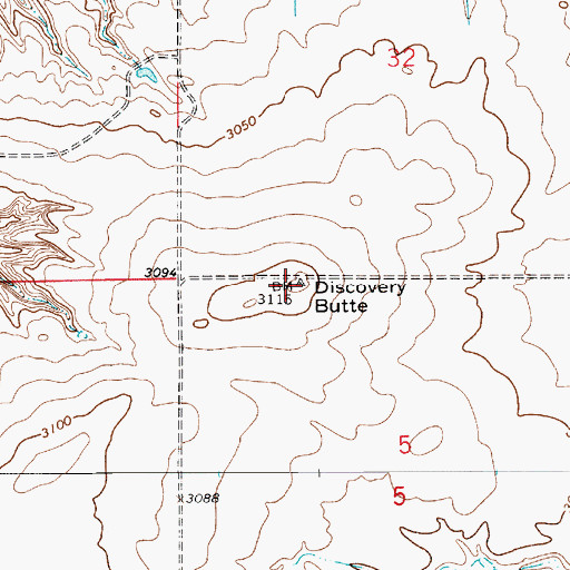 Topographic Map of Discovery Butte, MT