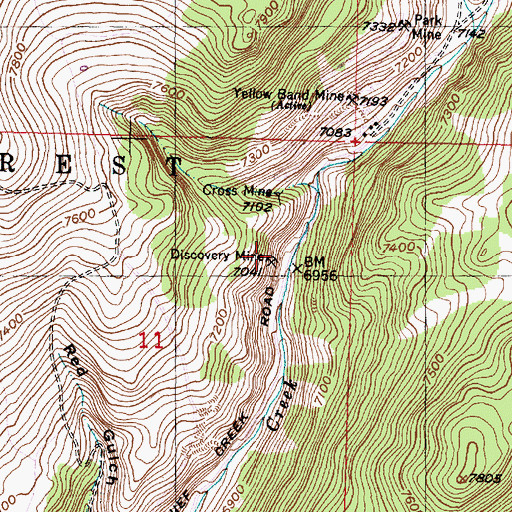 Topographic Map of Discovery Mine, MT