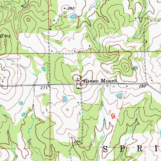 Topographic Map of Green Mount, AR