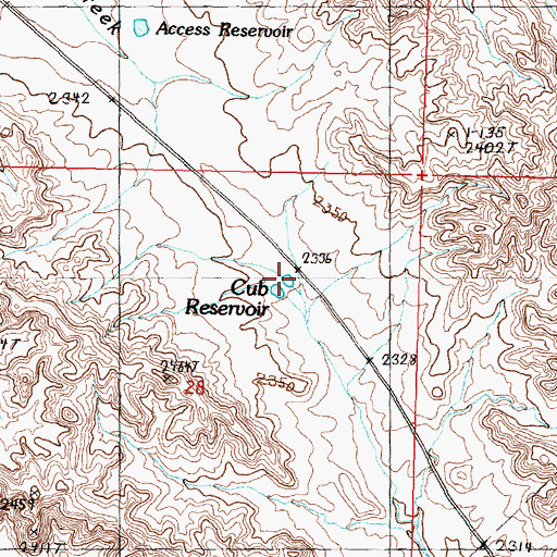 Topographic Map of Divide Number Two Reservoir, MT