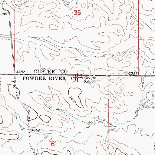 Topographic Map of Divide School (historical), MT