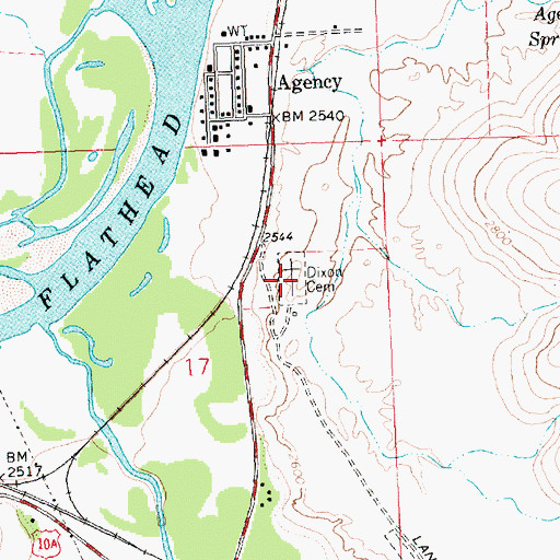 Topographic Map of Dixon Cemetery, MT