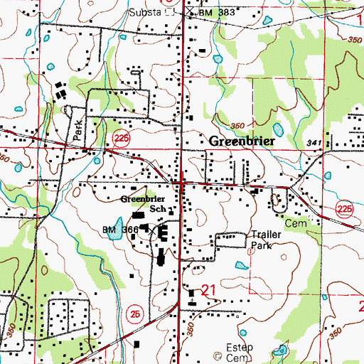 Topographic Map of Greenbrier, AR