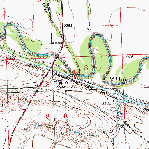 Topographic Map of Dodson Creek, MT