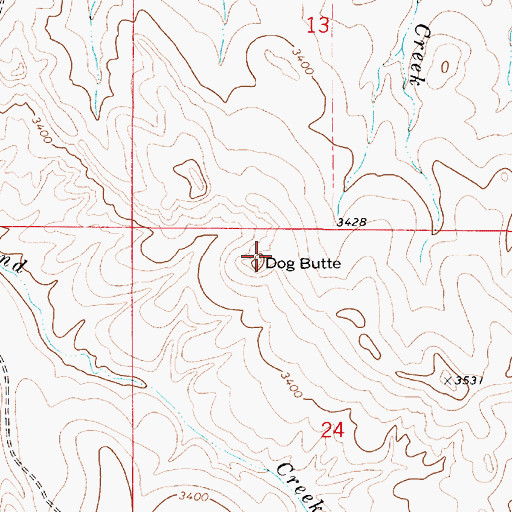 Topographic Map of Dog Butte, MT